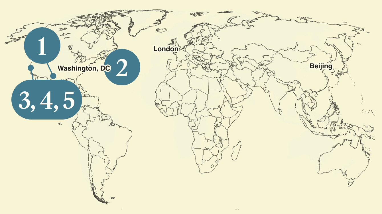 A map of the world.