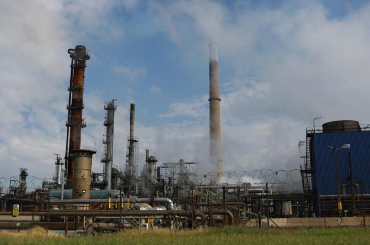 Smoke rises at the Natref oil refinery, South Africa’s only inland crude oil refinery, near Sasolburg, Free State province, South Africa.