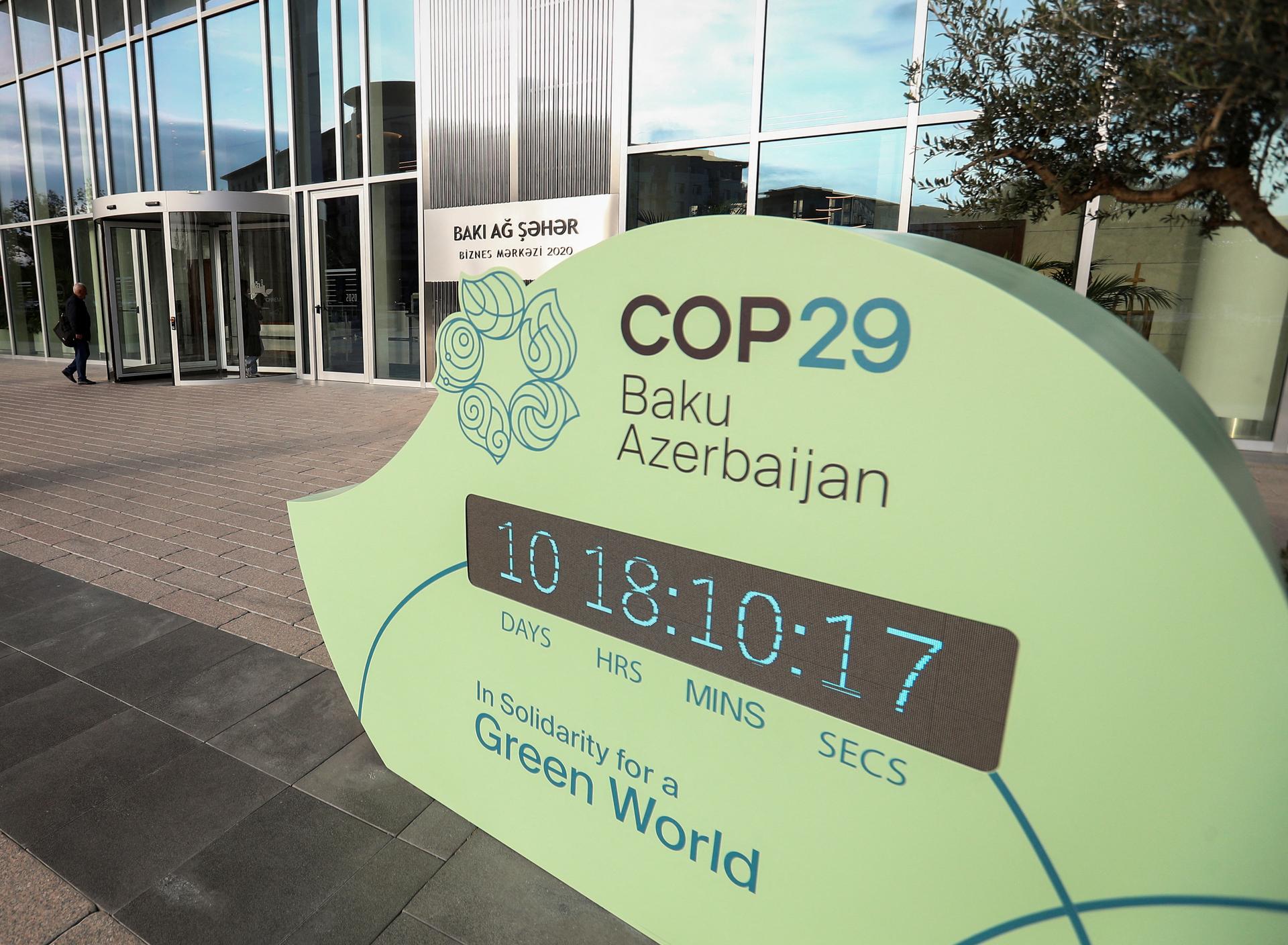 COP29 countdown clock in Azerbaijan.