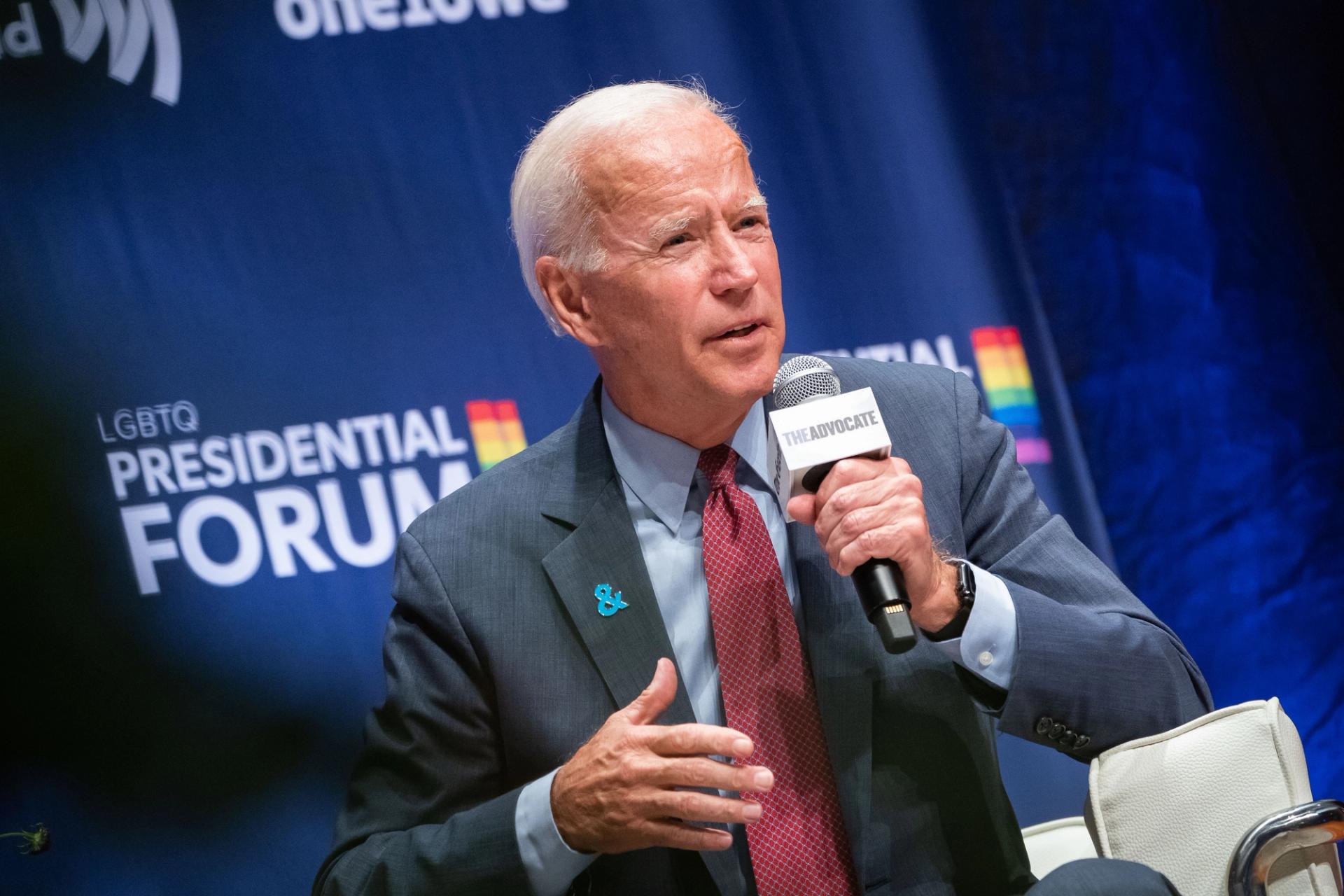 Joe Biden speaks at the LGBTQ Presidential Forum in 2019. 