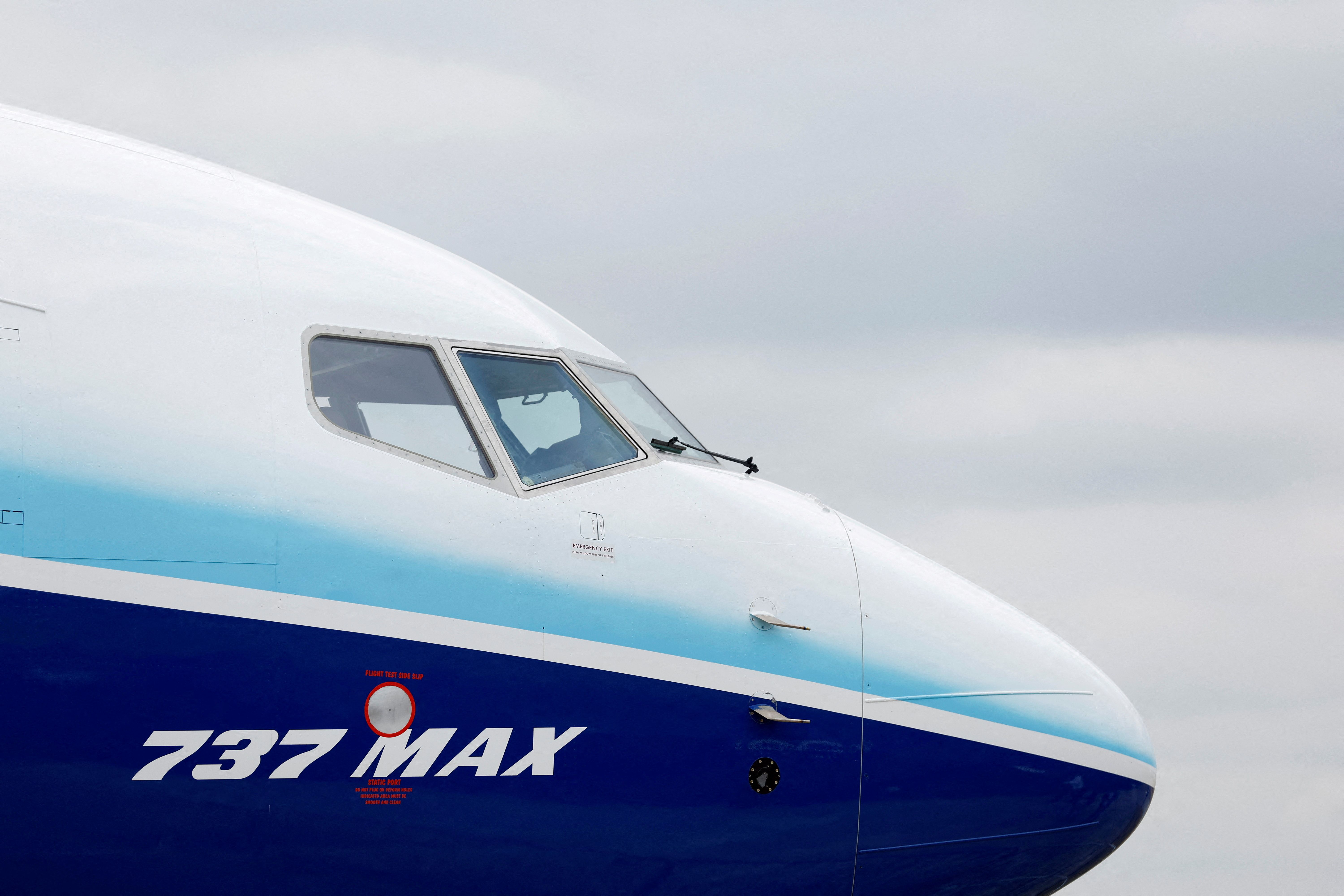 The Boeing 737 MAX aircraft is displayed at the Farnborough International Airshow, in Farnborough, Britain, July 20, 2022. 