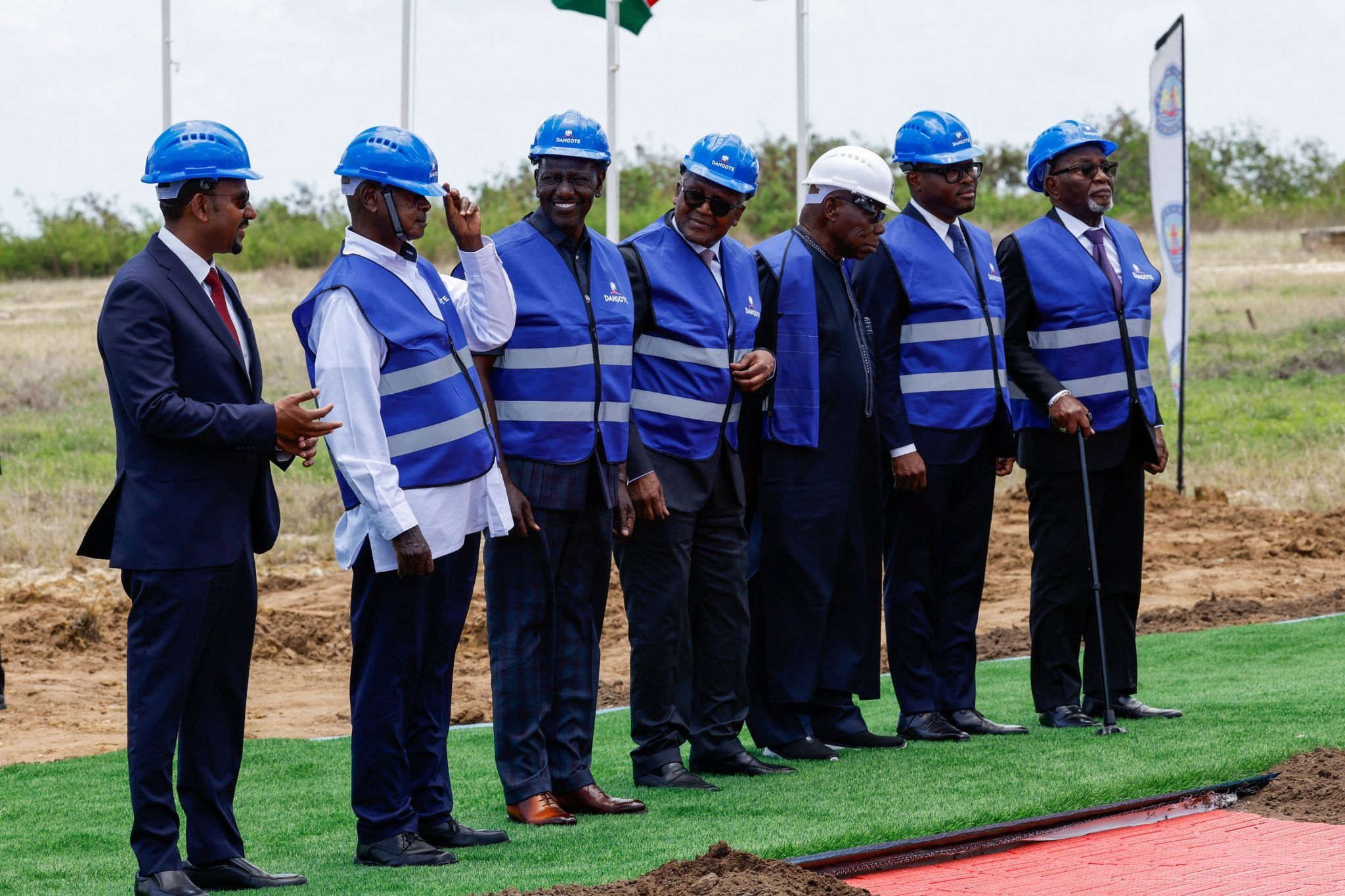 Aliko Dangote, President and Chief Executive Officer (CEO) of Dangote Group and Kenya’s President William Ruto attend the groundbreaking ceremony for the construction of an East African oil refinery in Lamu, Kenya.