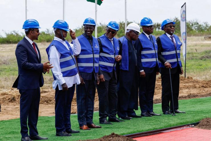 Aliko Dangote, President and Chief Executive Officer (CEO) of Dangote Group and Kenya’s President William Ruto attend the groundbreaking ceremony for the construction of an East African oil refinery in Lamu, Kenya.