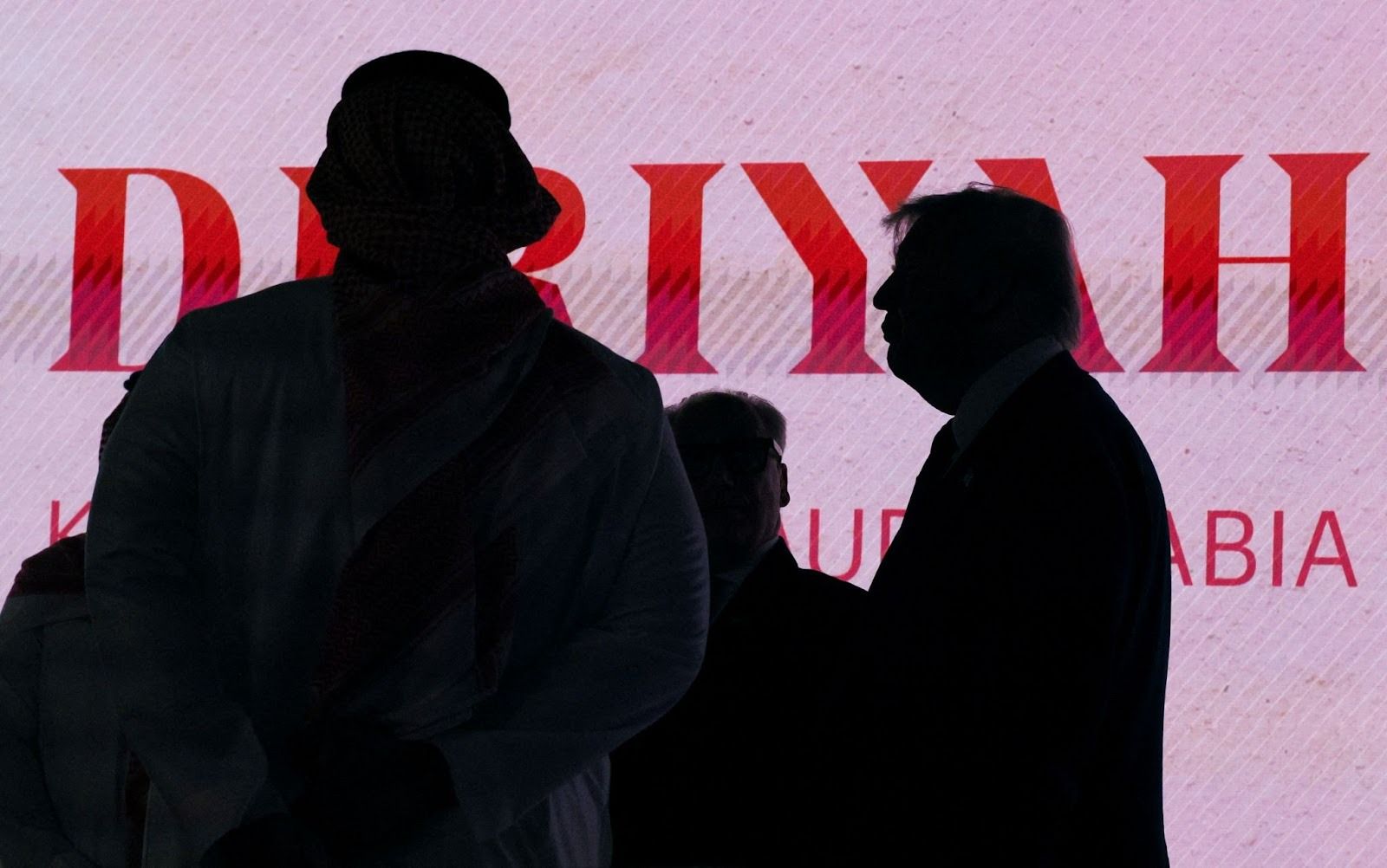 US President Donald Trump stands during a visit to At-Turaif World Heritage Site, in Diriyah, Saudi Arabia on May 13, 2025. 