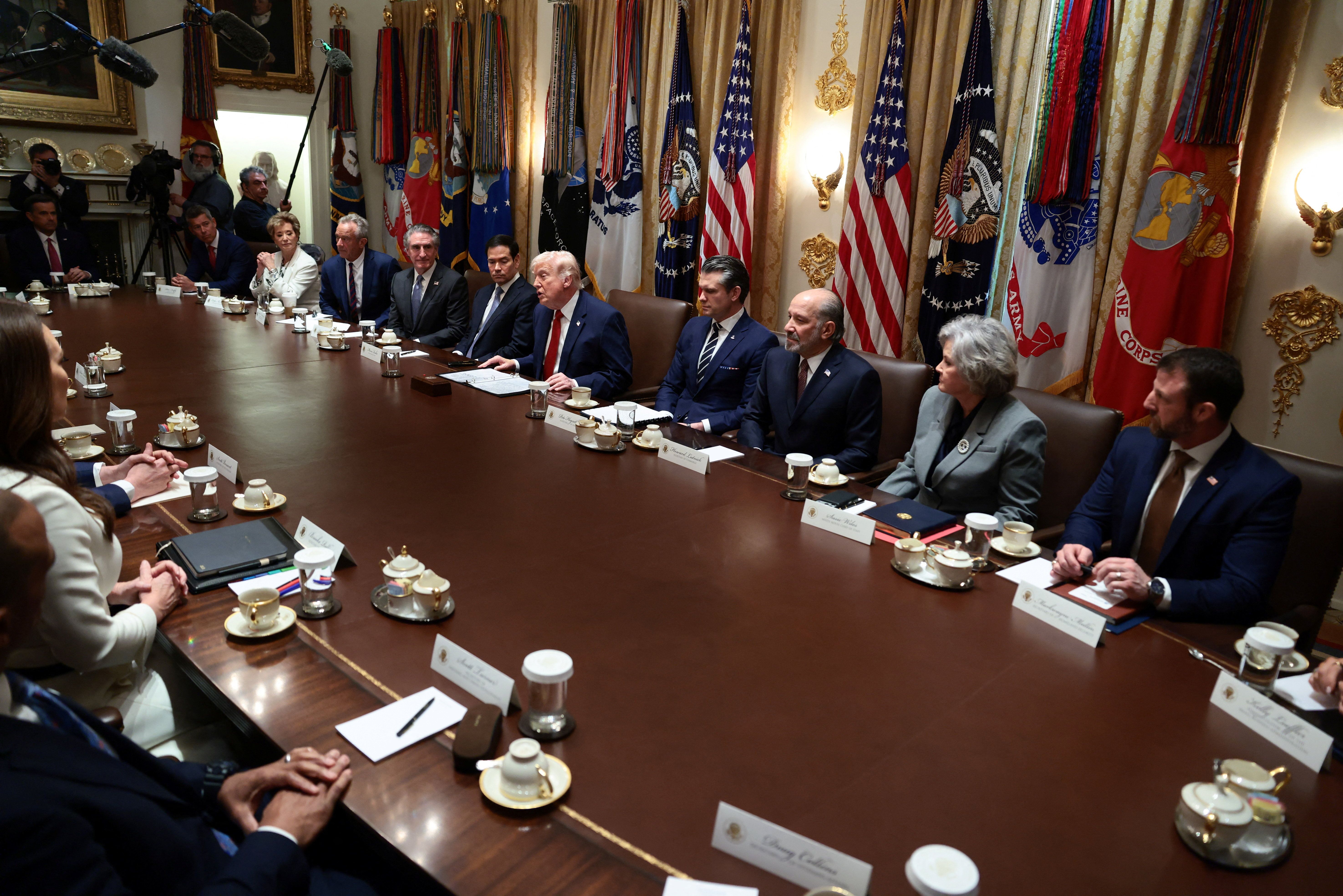 President Donald Trump holds a cabinet meeting