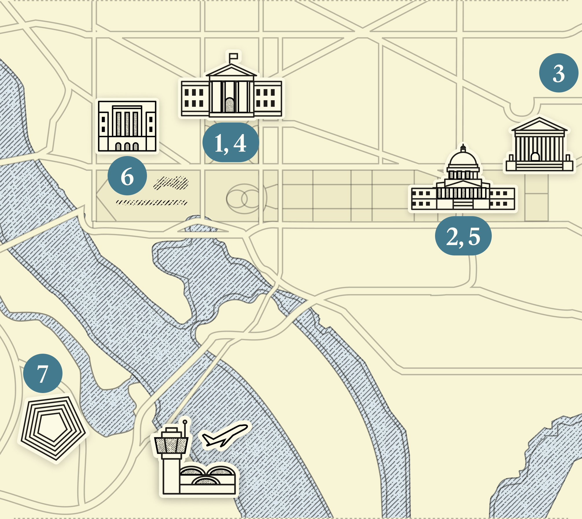 A numbered map of DC.