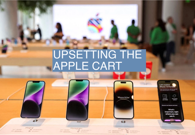 Apple iPhones are seen inside India’s first Apple retail store during a media preview, a day ahead of its launch in Mumbai, India, April 17, 2023.
