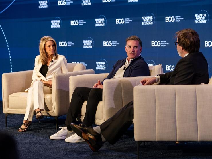 Amy Howe, FanDuel CEO, and Kevin Plank, Under Armour CEO, speak at Semafor World Economy 2026.