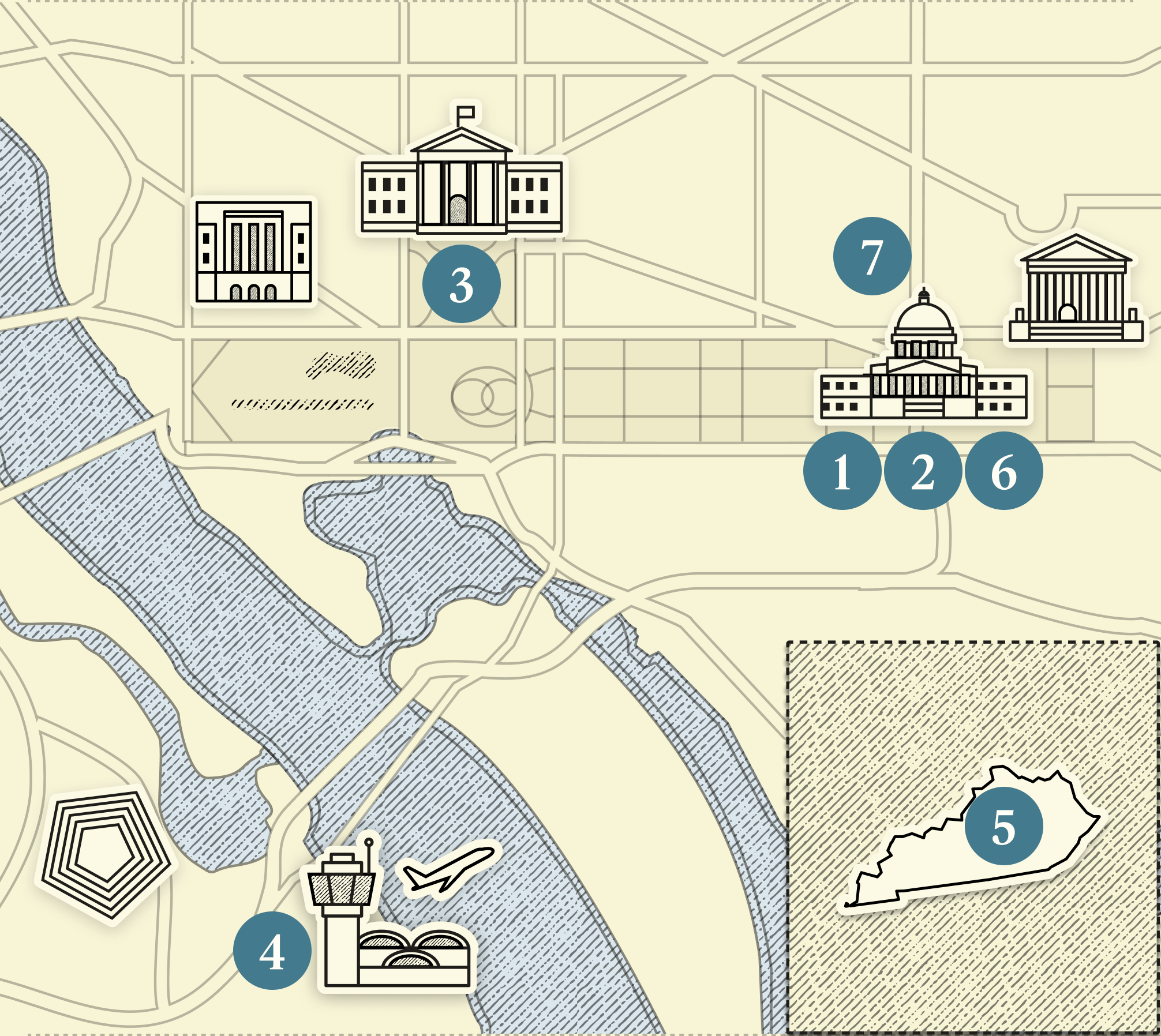 A numbered map of DC.