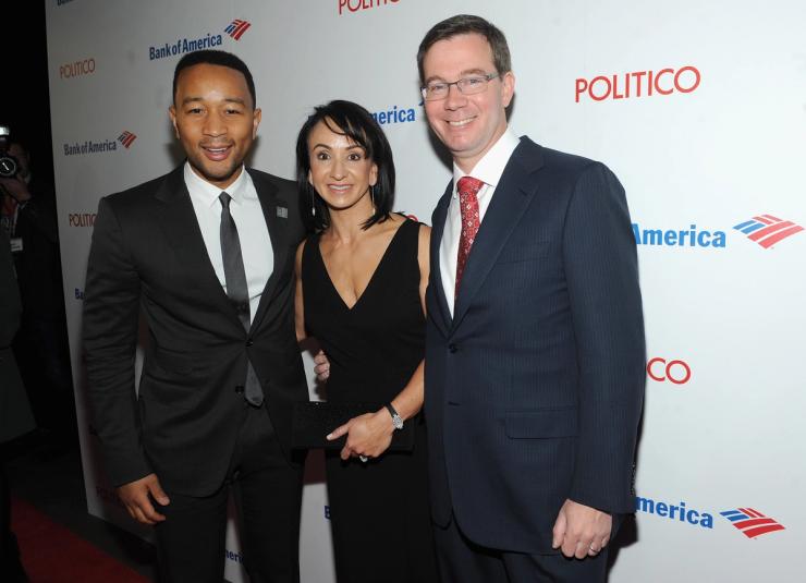 John Legend, Elena Allbritton, and Robert Allbritton attend “An Evening With John Legend” hosted by POLITICO to kick-off White House Correspondents’ weekend at Longview Gallery on April 24, 2015 in Washington, DC.