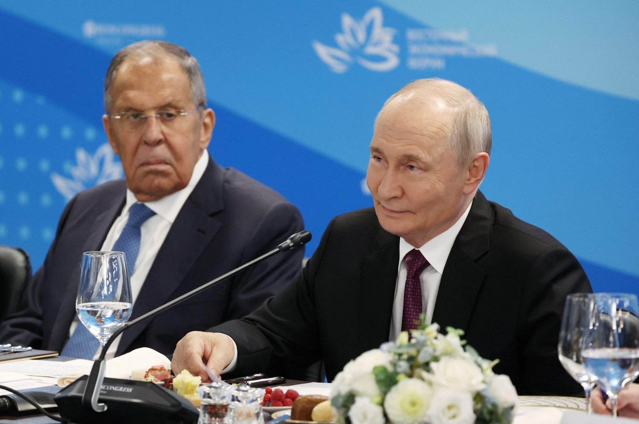 Russia’s foreign minister Sergei Lavrov and President Vladimir Putin.