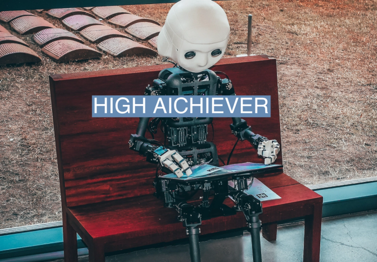 A stock image of a robot using a tablet.