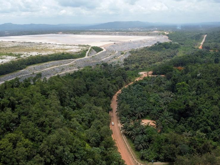 A drone view shows a section of the Gold Fields Mine in Tarkwa, Ghana.