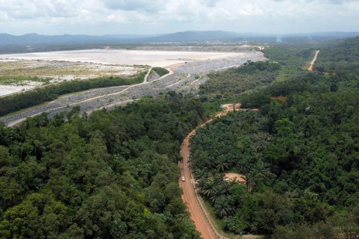 A drone view shows a section of the Gold Fields Mine in Tarkwa, Ghana.